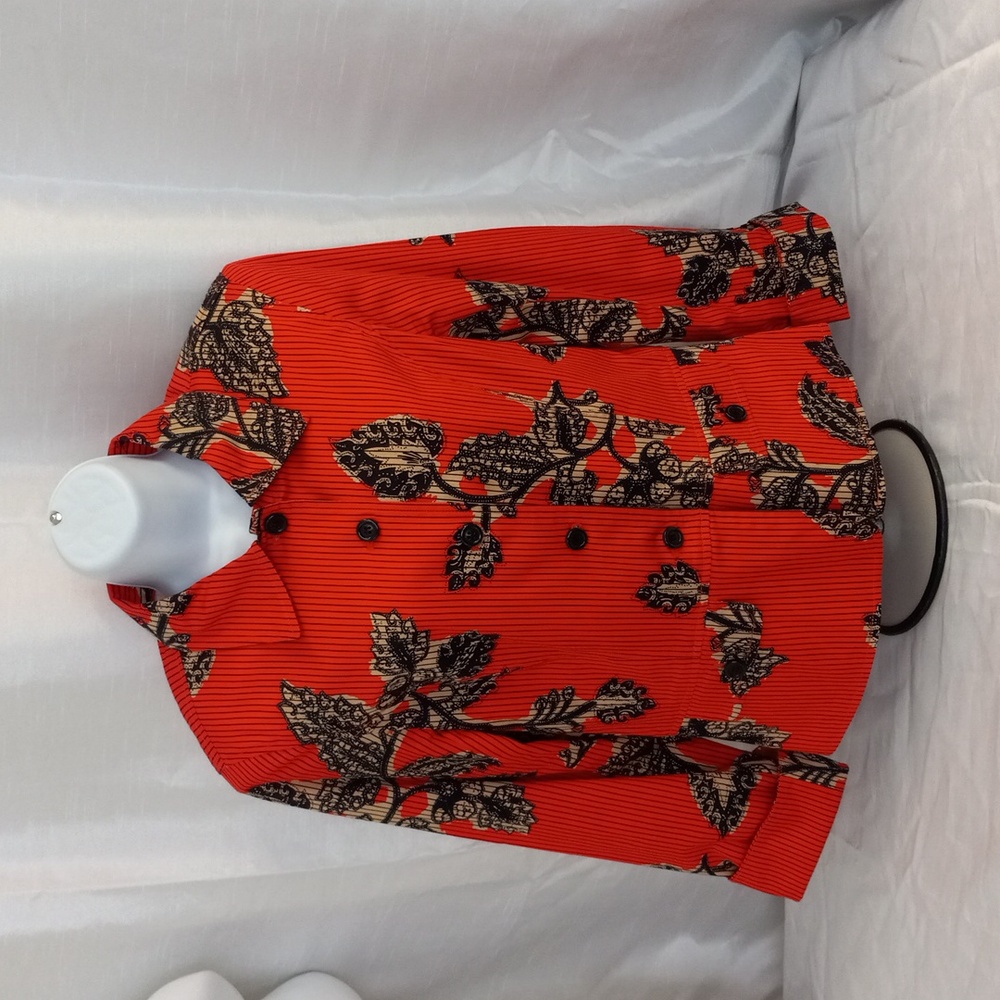 EVAN-PICONE JACKET SIZE 10 STRETCH MATERIAL RED WITH BLACK STRIPE